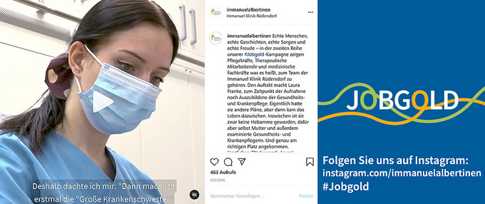 Screenshot Instagram-Kampagne Jobgold - Immanuel Klinik Rüdersdorf