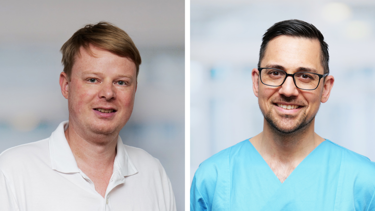 Portraitfotos von Dr. Oliver Ahlbrecht und Dr. Ammar Moubayed aus dem Albertinen Krankenhaus zur Infoveranstaltung MedizinKompakt über die peripheren arteriellen Verschlusskrankheit, der sog. Schaufensterkrankheit