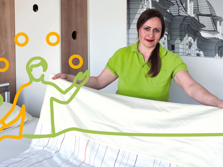 Stellenangebote, Immanuel Klinik Rüdersdorf, Hauswirtschaft, Fachkraft bereitet Betten auf