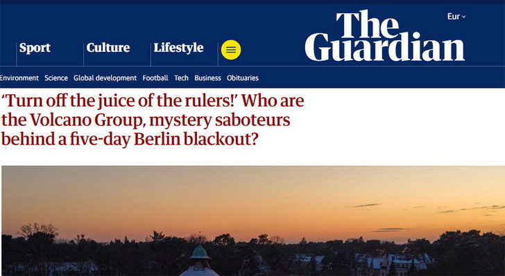 Screenshot vom Artikel des Guardian über den Stromausfall und das Immanuel Krankenhaus Berlin Screenshot vom Artikel des Guardian über den Stromausfall und das Immanuel Krankenhaus Berlin