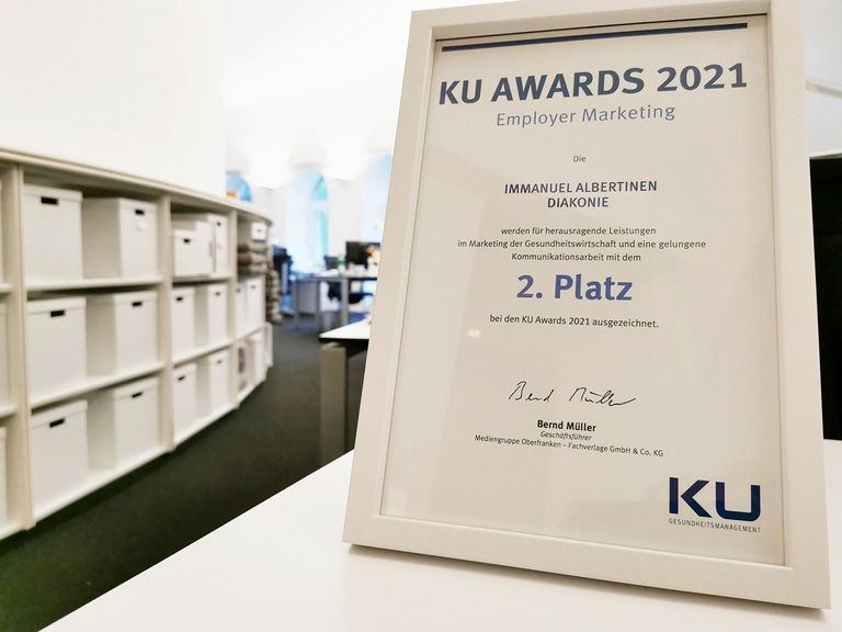 Immanuel Albertinen Diakonie - Nachricht - #Jobgold belegt den 2. Platz bei den KU Awards 2021 - Urkunde